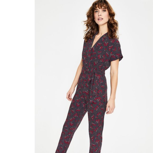 Boden Frederica Pants - Boden Frederica Floral Print Jumpsuit Navy And Red, Daisy Field